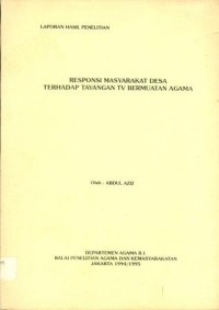 Responsi Masyarakat Desa Terhadap Tayangan TV Bermuatan Agama.