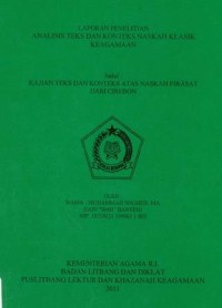 Laporan Analisia Teks Dan Konteks Naskah Klasik Keagamaan ( Naskah Bahasa Jawa Cirebon dan Bahasa Aceh Klaten)