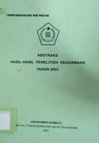 Abstrak Hasil-Hasil Penelitian Keagamaan Tahun 2002