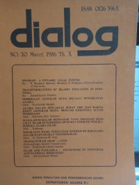 Jurnal Dialog Nomor 20 Maret 1986 Tahun X