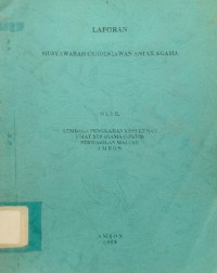 Laporan Musyawarah Cendikiawan Antar Agama