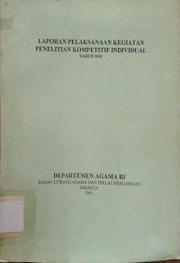 Laporan Pelaksanaan Kegiatan Kompetitif Individual Tahun 2001