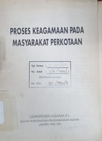 Proses Keagamaan pada Masyarakat Perkotaan