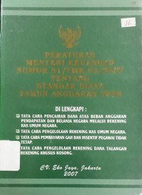 Peraturan Menteri Keuangan Nomor 81/PMK.02/2007 Tentang Standar Biaya Tahun Anggaran 2008