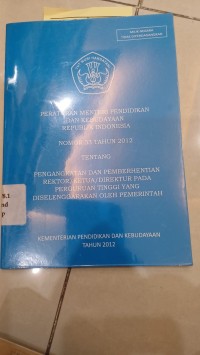 Peraturan Menteri Pendidikan dan Kebudayaan Republik Indonesia Nomor 33 Tahun 2012